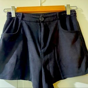 Black Suede High Waisted Shorts With 